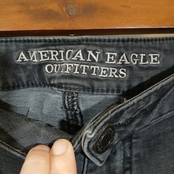 American Eagle Black Distressed Jegging Jeans 14 - Picture 5 of 9